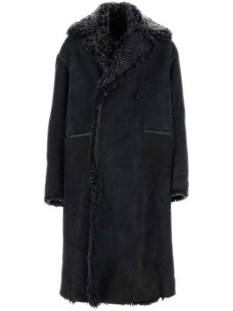 Dolce & Gabbana double-breasted suede coat Black G040ULFUP8F