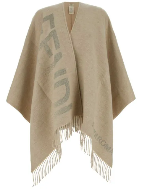 FENDI fringed detailed poncho Neutrals FXX788AR0Q