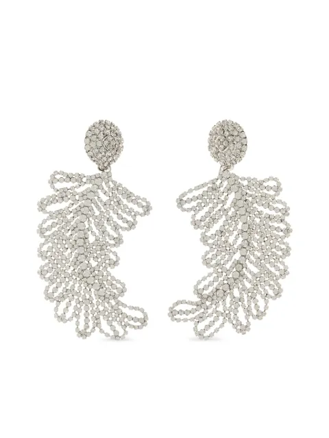Alessandra Rich crystal-embellished feather earrings Silver FABA1812J004