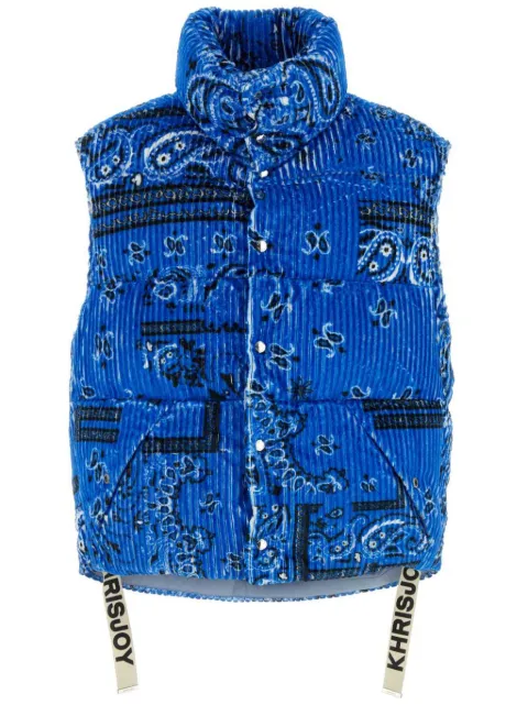 Khrisjoy paisley-print corduroy padded gilet Blue CFPM049NCOBD