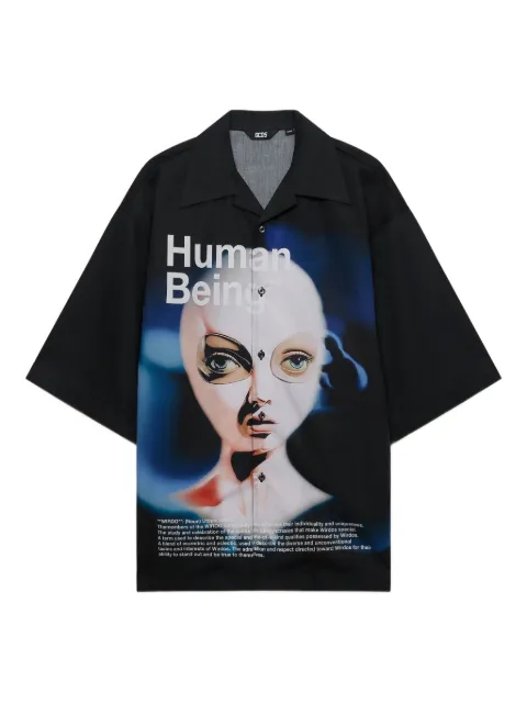 GCDS graphic-print cotton shirt Black A2CM2405TG4