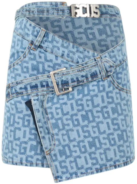 GCDS monogram denim skirt Blue A2OW3201DA2