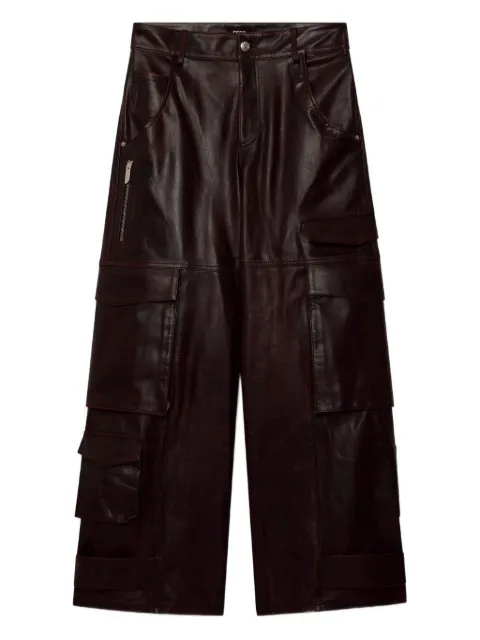 GCDS cargo leather trousers Red A2CM2900LB2