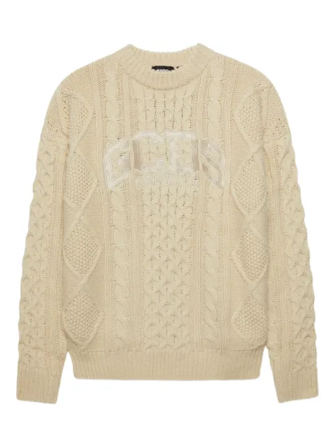 GCDS logo-embroidered cable-knit sweater Neutrals A2CU1502KF4