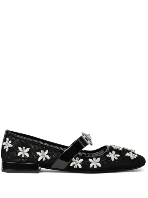 Versace Gianni Ribbon crystal-embellishment ballerina shoes Black 10160731A11865