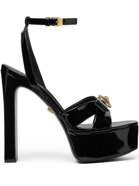 Versace Gianni ribbon patent sandals 140 mm Black 1017314D2VE