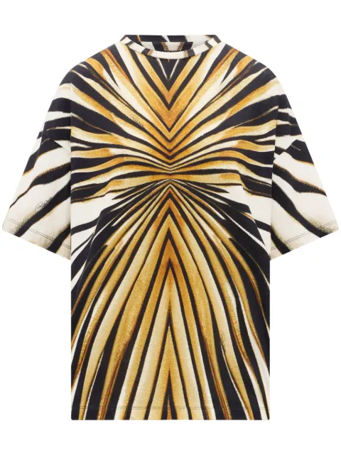 Roberto Cavalli Ray of Gold print cotton T-shirt Gold TKT62D3PM33