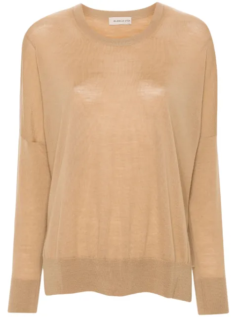 Blanca Vita fine-knit sweater Brown 4323014730