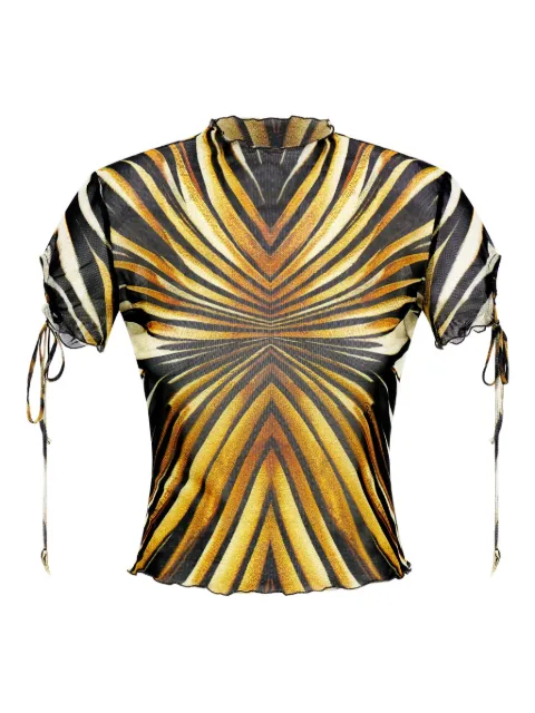 Roberto Cavalli Ray Of Gold mesh T-shirt Black TKT6136HM33