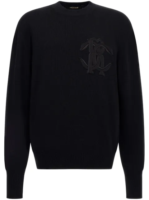 Roberto Cavalli logo-embroidered wool sweatshirt Black TRM607MQ001