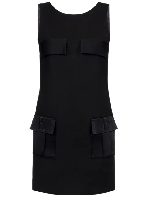 Elisabetta Franchi pocket-detail boxy crêpe mini dress Black AB65846E2