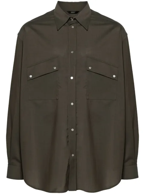 FENDI pleat-detail shirt Green FW1319ASCH