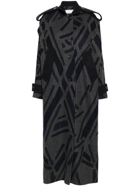 LITKOVSKA geometric-print wool trench coat Grey C06FW2425