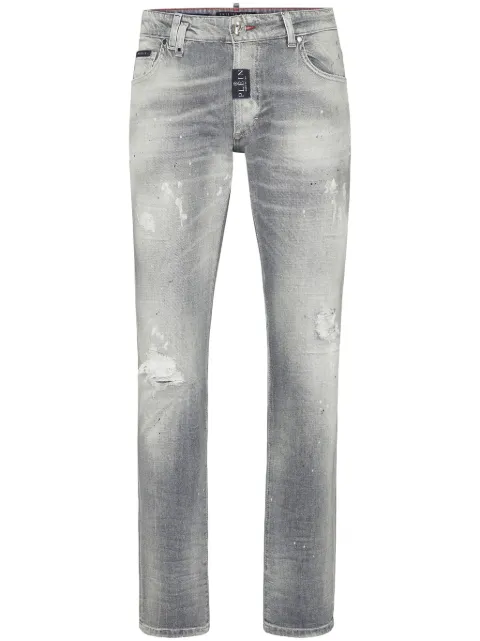 Philipp Plein distressed straight-leg jeans Grey AADCMDT3943PDE004N
