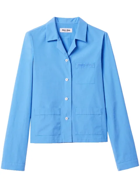 Miu Miu SHIRT L/S BUTTON UP MULTI POCKET COTTON Blue MK1888SOOO15UL