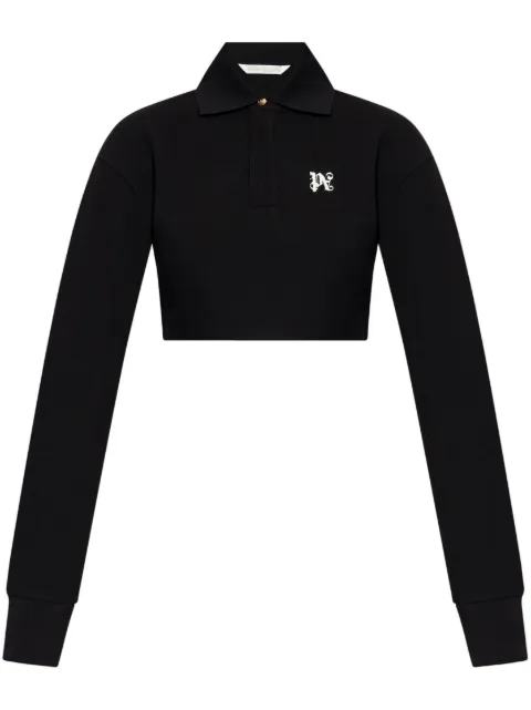 Palm Angels monogram polo top Black PWGC010F24FAB0011003