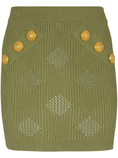 Balmain check-pattern miniskirt Green DF0LB196KH60
