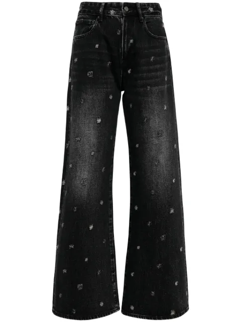 JNBY embroidered-butterfly cotton jeans Grey 5O8E13990