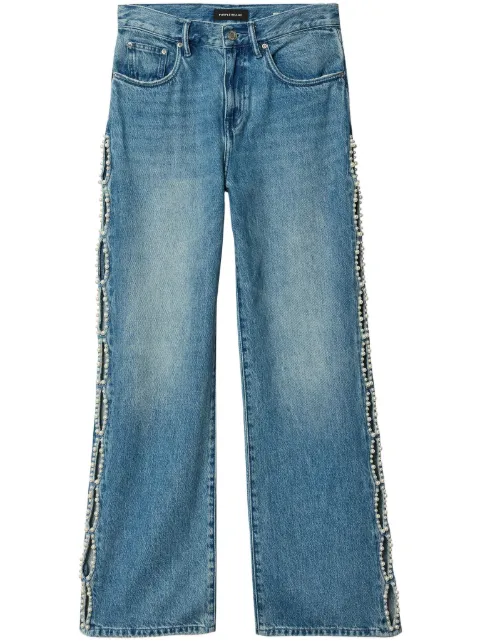 Purple Brand pearl-embellished cut-out jeans Blue D2001WPCV424