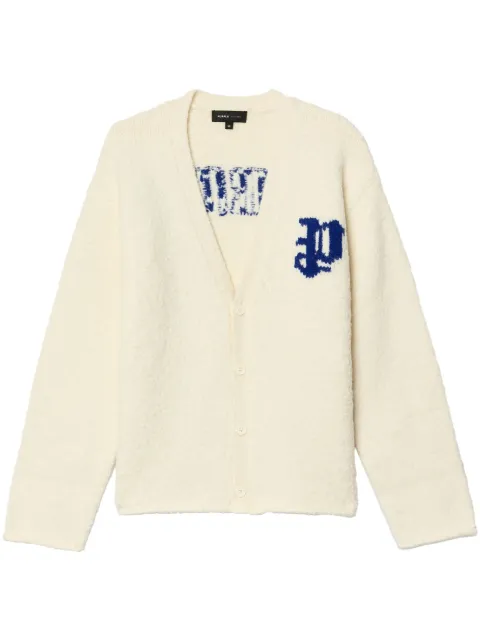 Purple Brand intarsia-knit logo cardigan White M7043AWWW424