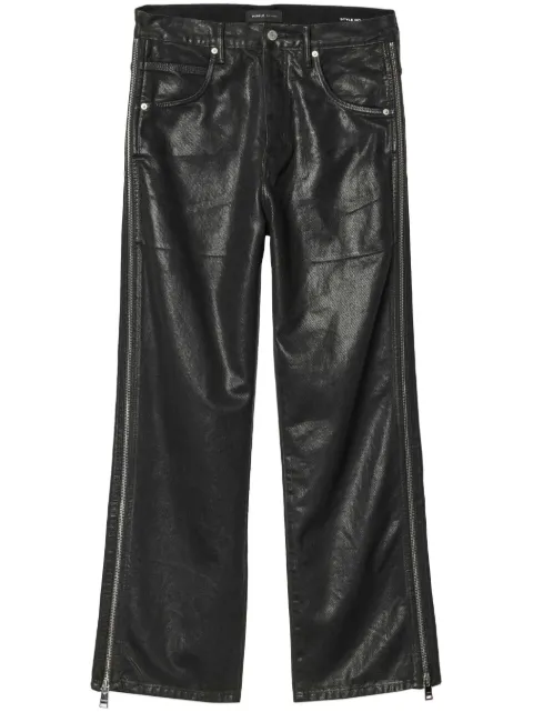 Purple Brand P018 Side-Zip Coated wide-leg jeans Black P018FZCC424