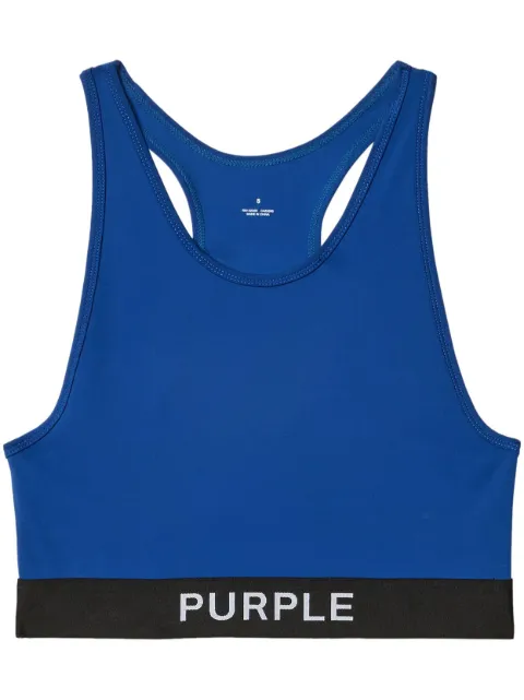 Purple Brand logo-print top Blue W8011NYMB424