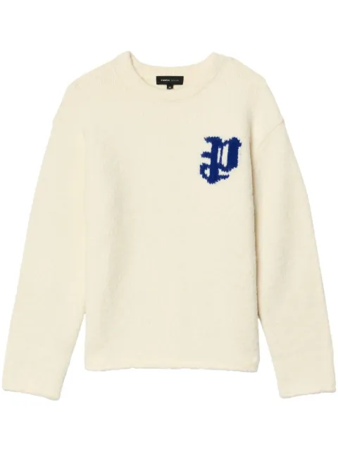 Purple Brand intarsia-knit logo jumper White M7039AWWW424