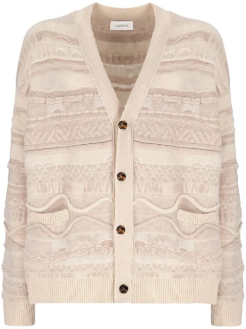 Laneus patterned intarsia-knit cardigan Neutrals F4LAMACA003
