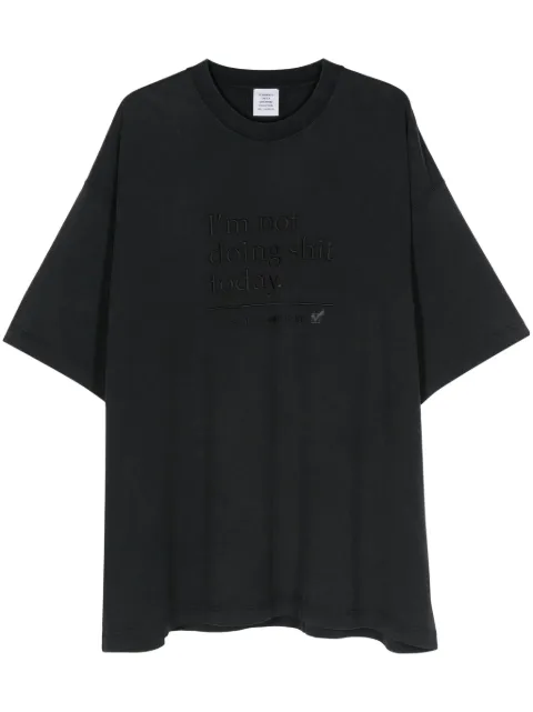 VETEMENTS slogan-embroidered T-shirt Grey UA65TR130B