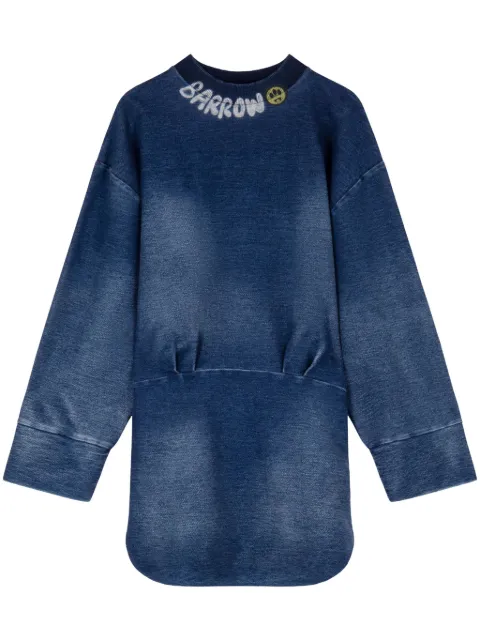 BARROW logo-print denim dress Blue F4BWWODR105