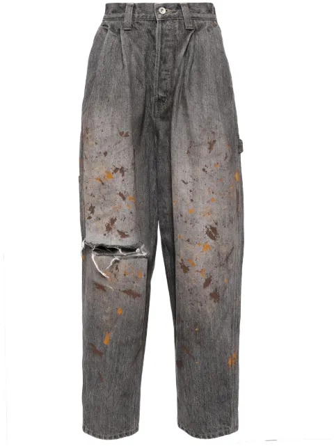 Doublet spray-paint effect tapered jeans Black 24AW47PT289