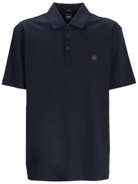 BOSS logo-patch polo shirt Blue 50520297