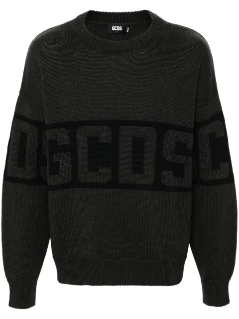 GCDS logo band crew-neck sweater Grey A2OU1500KF2