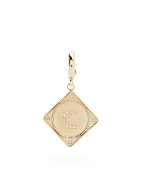 Lauren Rubinski 14K yellow gold Mono Bruno Letter diamond pendant Gold LRCHS017DIAC