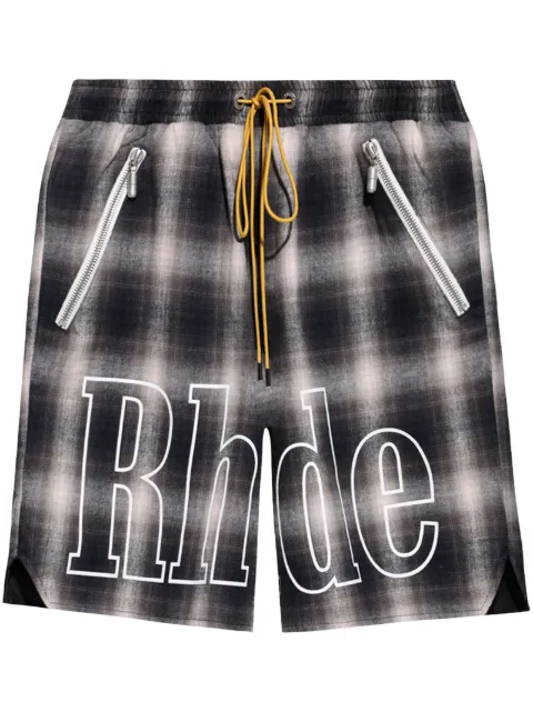 RHUDE check-print track shorts Black RHPF24SH01604