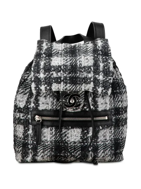 CHANEL Pre-Owned 2013-2014 CC Nylon Tweed Printed backpack Black P8BCNDVHSIWL4CSD