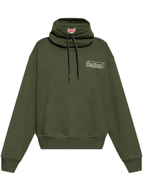 Kenzo logo-embroidered hoodie Green FE65SW1984MV
