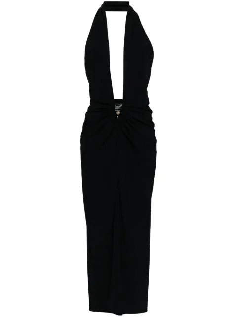 Christopher Esber pierced orbit halter slit dress Black PIERCEDORBITHALTERSPLITFRONTDRESSBLACK