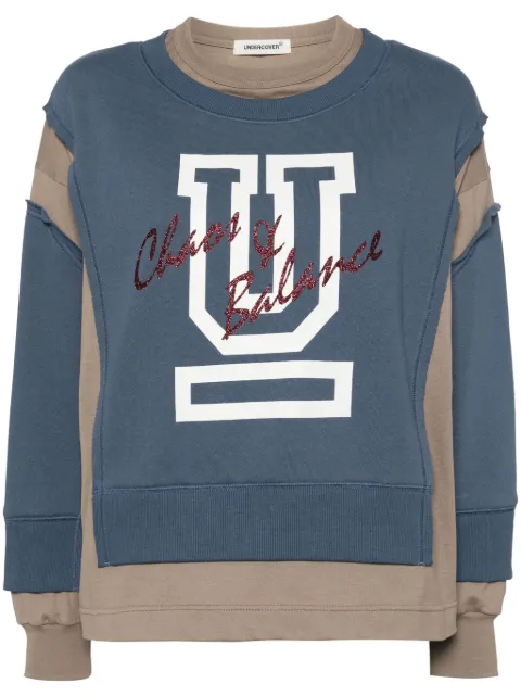 Undercover contrast-panel cotton sweatshirt Blue UP2D18041