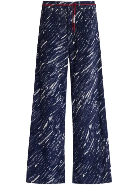 Marni abstract-pattern print wide-leg jeans Blue PUJU0019A0UTC432
