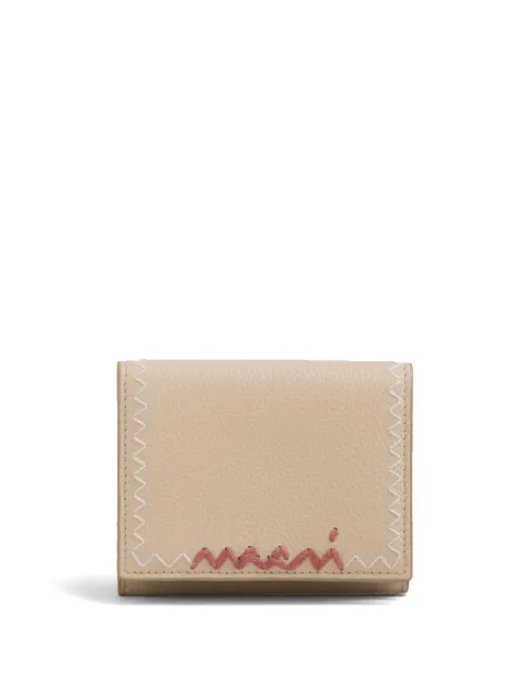 Marni leather trifold wallet with logo Neutrals PFMO0105U1P6533