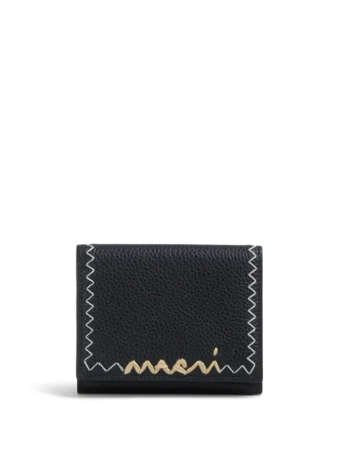 Marni leather trifold wallet with logo Black PFMO0105U1P6533