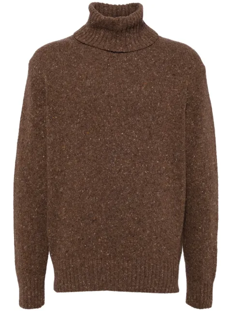 Universal Works roll neck tweed jumper Brown 31451
