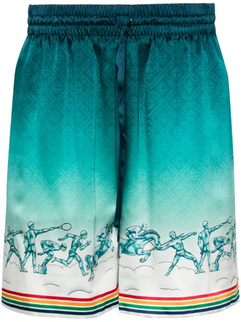 Casablanca La Déesse du Stade silk shorts Green MF24TR012