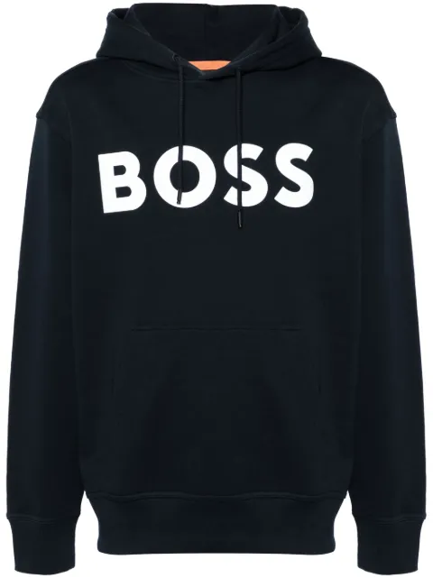 BOSS logo-print hoodie Blue 50523074