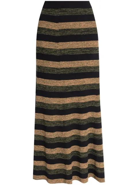 GANNI striped wool midi skirt Black K2292