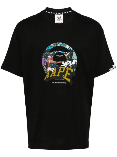AAPE BY *A BATHING APE® logo-print cotton T-shirt Black ATE1551XXN