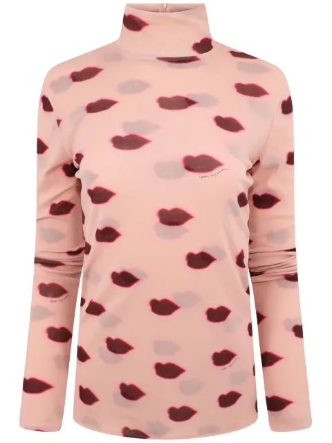 Stella McCartney lips-print long-sleeve top Pink 6J03483SPZ45