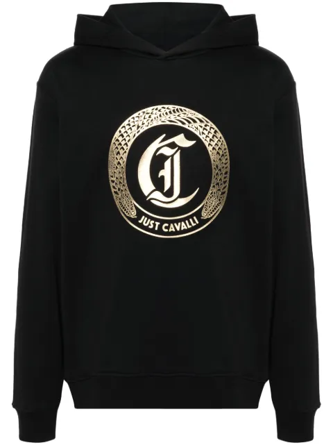 Just Cavalli logo-appliqué hoodie Black 77OAIT01CF500