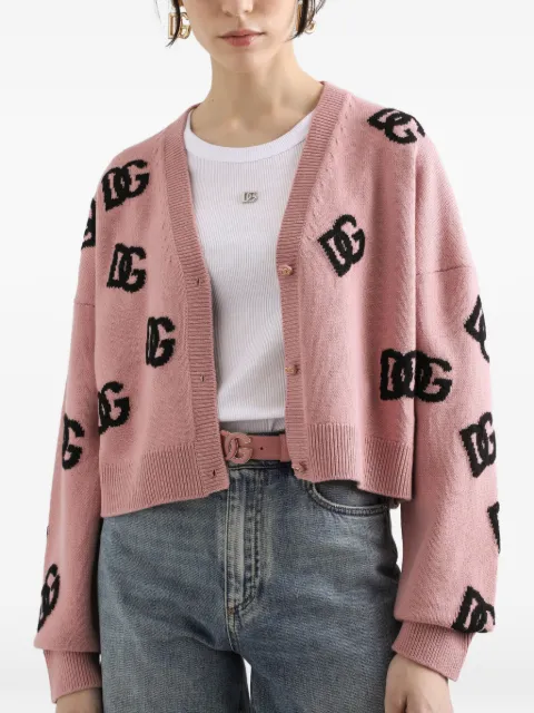 Dolce & Gabbana jacquard-logo cropped cardigan Pink FXV52TJCVZL